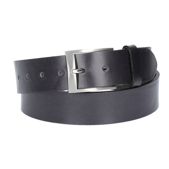 Hochwertiger Ledergürtel 40mm in Marine|Blau mit Schließe satiniert - leder-accessoires.com