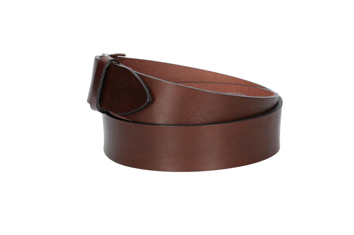Hochwertiger Ledergürtel 40mm in Braun mit Schließe satiniert - leder-accessoires.com