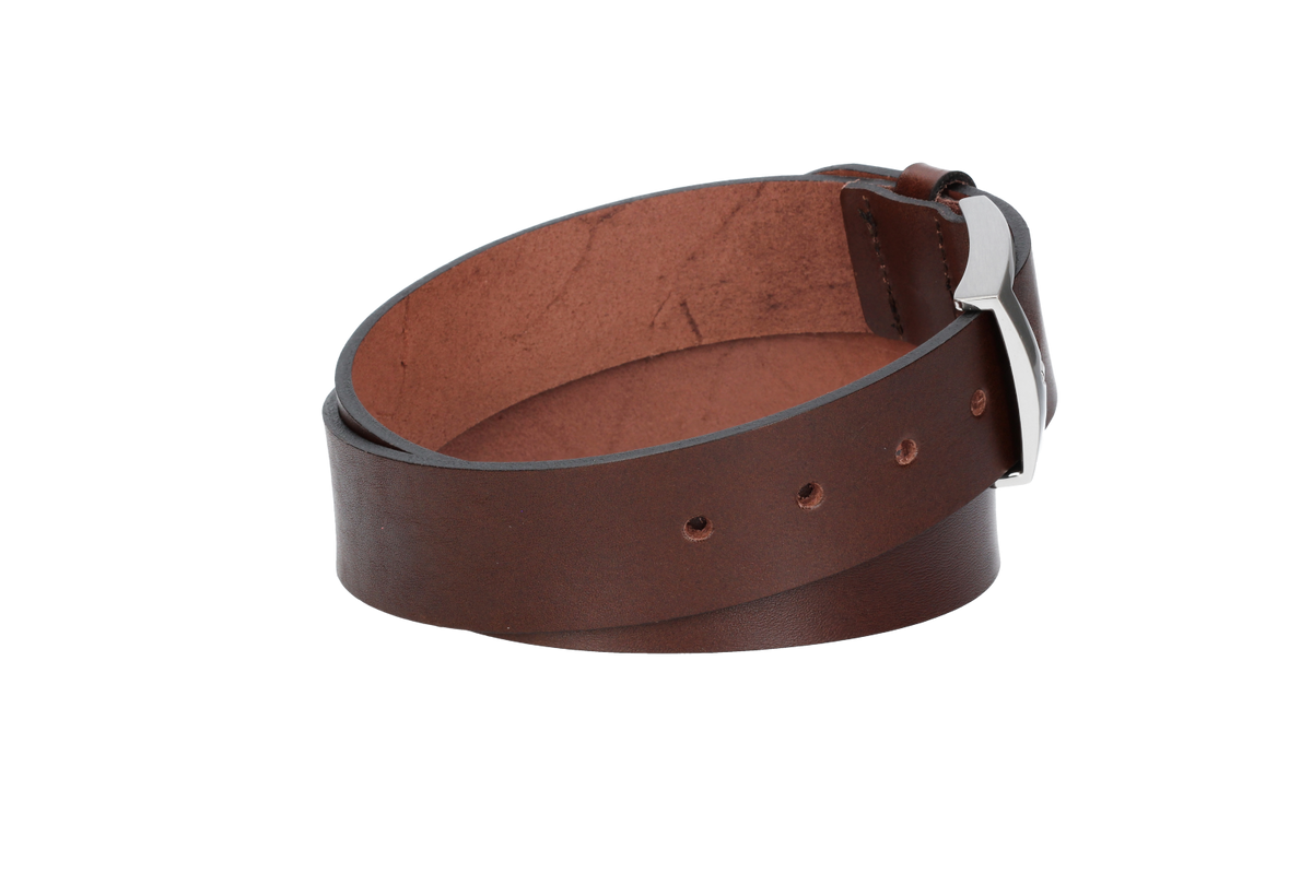 Hochwertiger Ledergürtel 40mm in Braun mit Schließe satiniert - leder-accessoires.com