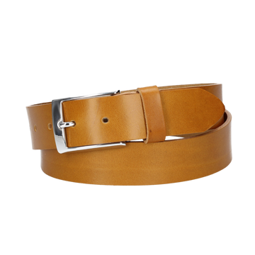 Hochwertiger Ledergürtel 35mm in Senfgelb|Gelb mit Schließe Hochglanz - leder-accessoires.com