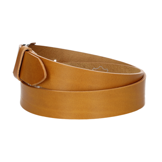 Hochwertiger Ledergürtel 35mm in Senfgelb|Gelb mit Schließe Hochglanz - leder-accessoires.com