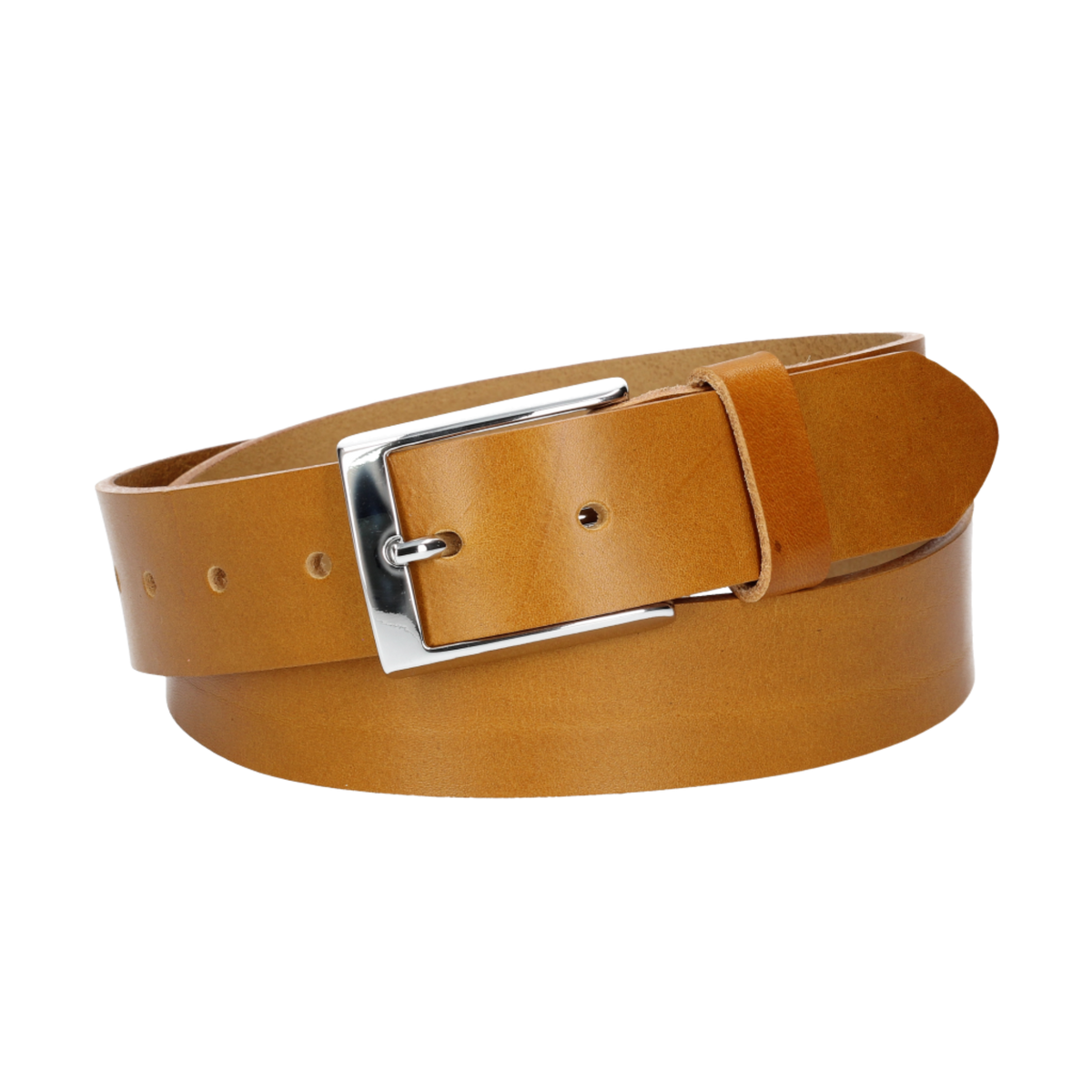 Hochwertiger Ledergürtel 35mm in Senfgelb|Gelb mit Schließe Hochglanz - leder-accessoires.com