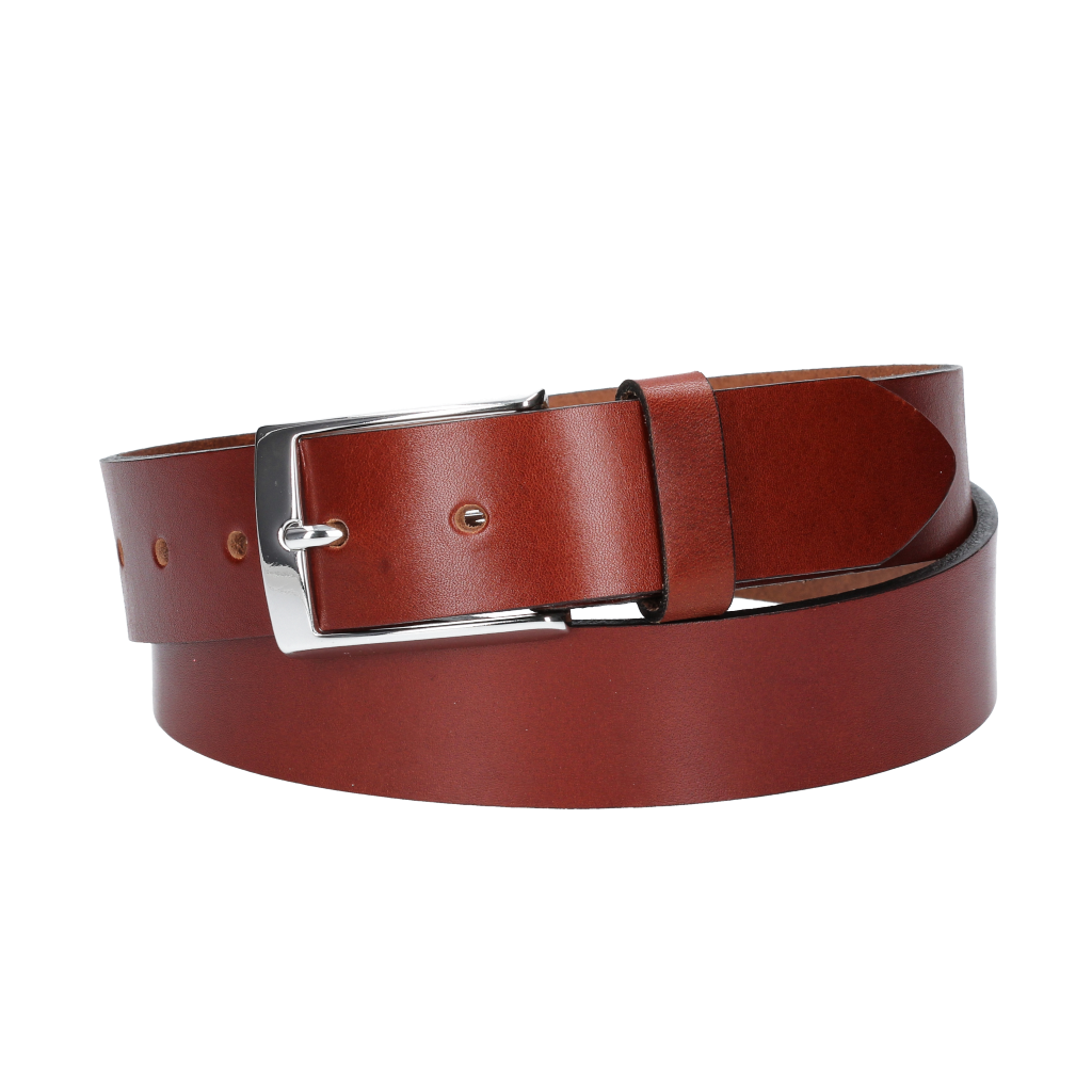 Hochwertiger Ledergürtel 35mm in Cognac mit Schließe Hochglanz - leder-accessoires.com
