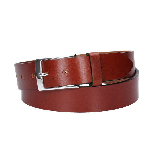 Hochwertiger Ledergürtel 35mm in Cognac mit Schließe Hochglanz - leder-accessoires.com