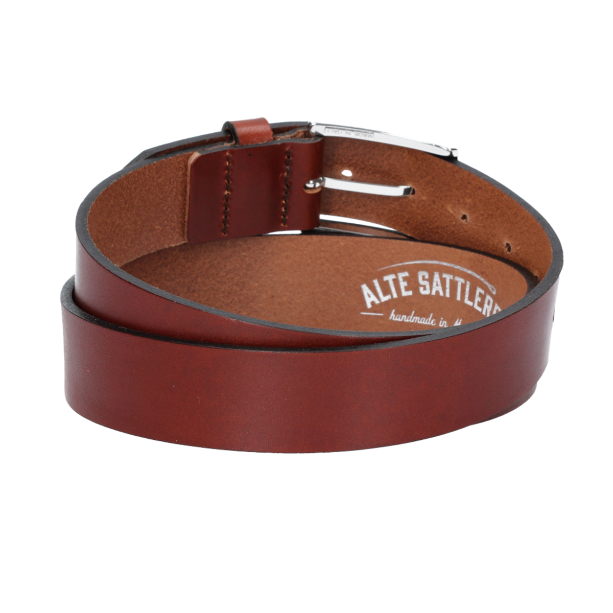 Hochwertiger Ledergürtel 35mm in Cognac mit Schließe Hochglanz - leder-accessoires.com