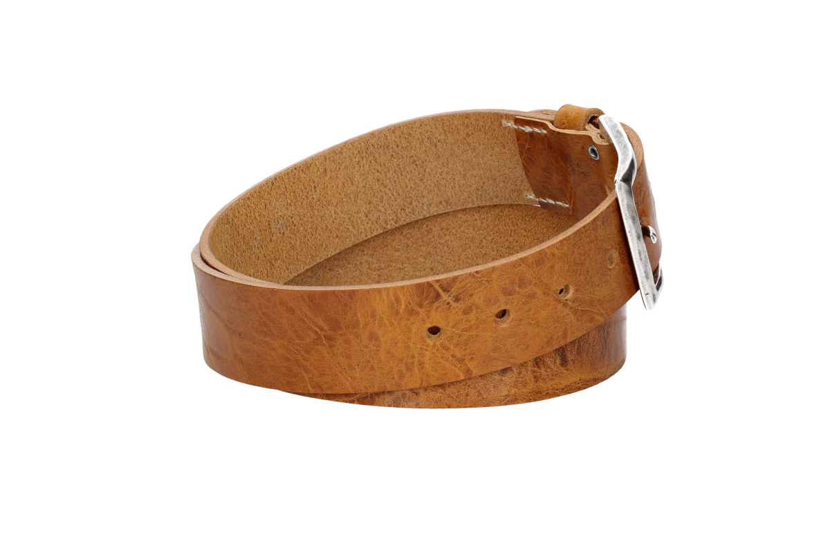 Hochwertiger Ledergürtel 40mm in Gelb|Senfgelb mit rustikaler Schließe in Silber - leder-accessoires.com