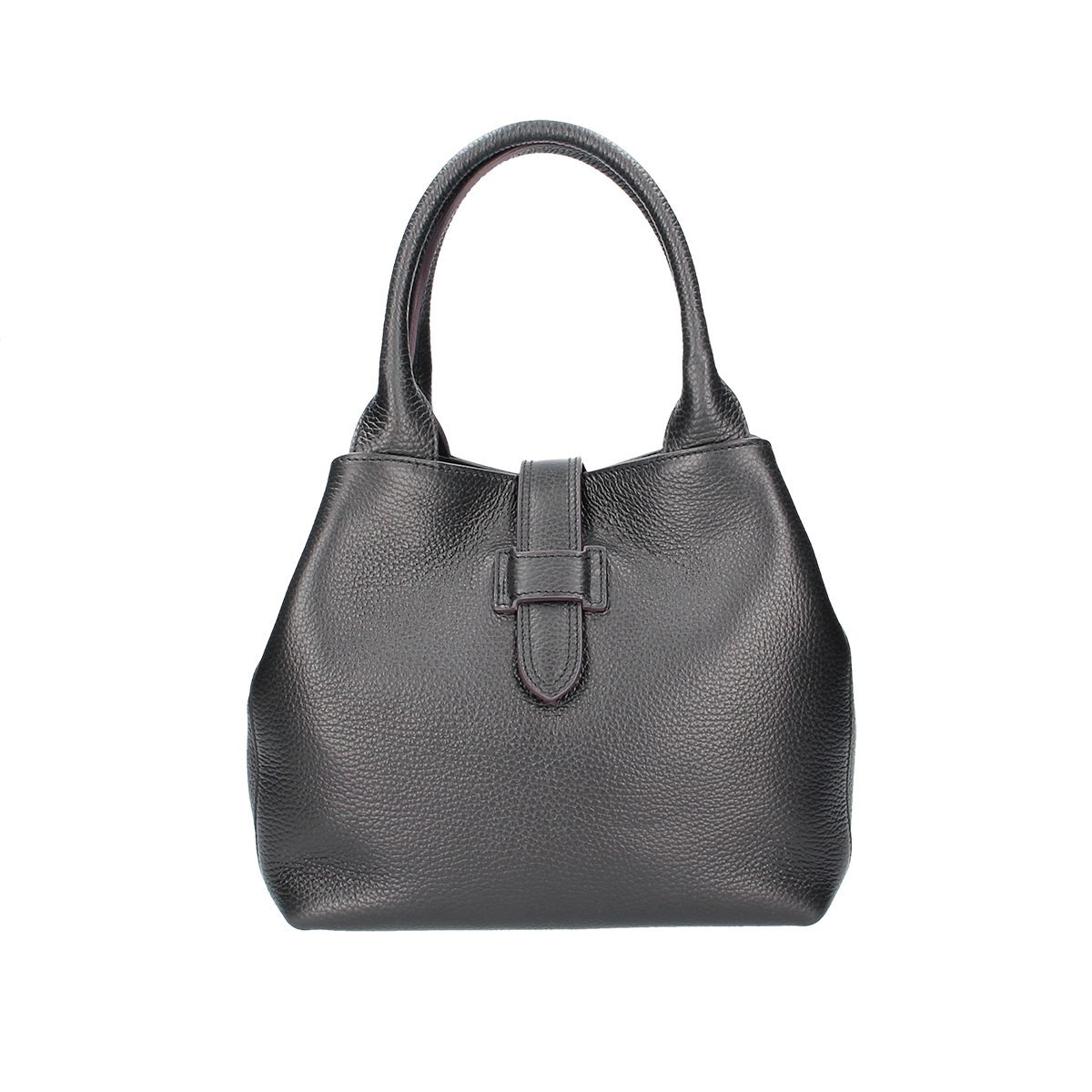 Kurzgrifftasche mit Lasche in Schwarz aus Leder - leder-accessoires.com