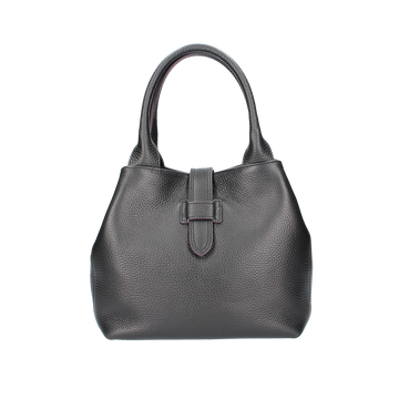 Kurzgrifftasche mit Lasche in Schwarz aus Leder - leder-accessoires.com