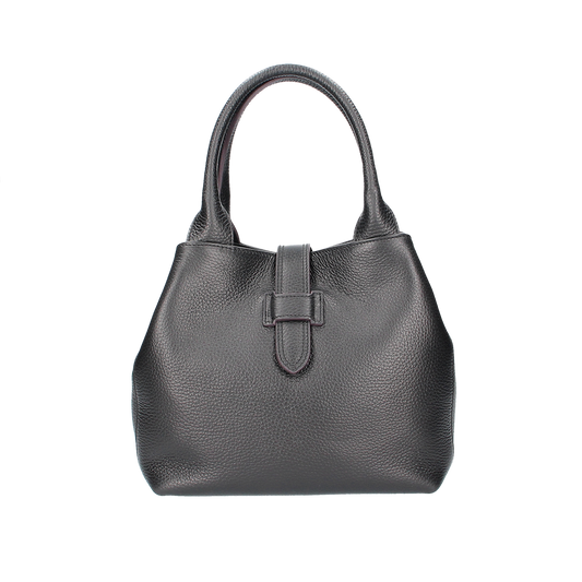 Kurzgrifftasche mit Lasche in Schwarz aus Leder - leder-accessoires.com