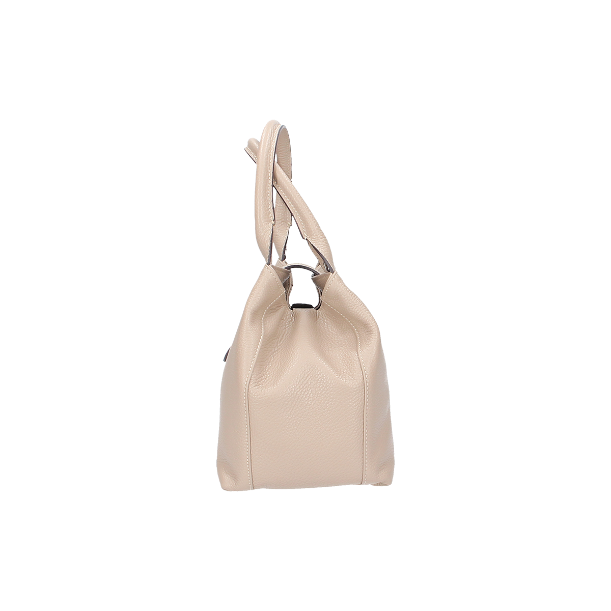 Kurzgrifftasche mit Lasche in Natur|Beige aus Leder - leder-accessoires.com