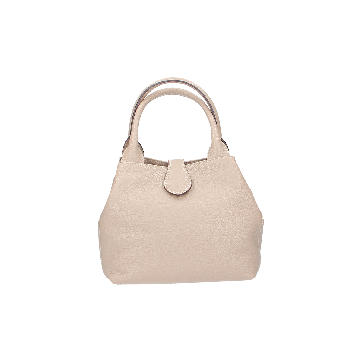 Kurzgrifftasche mit Lasche in Natur|Beige aus Leder - leder-accessoires.com