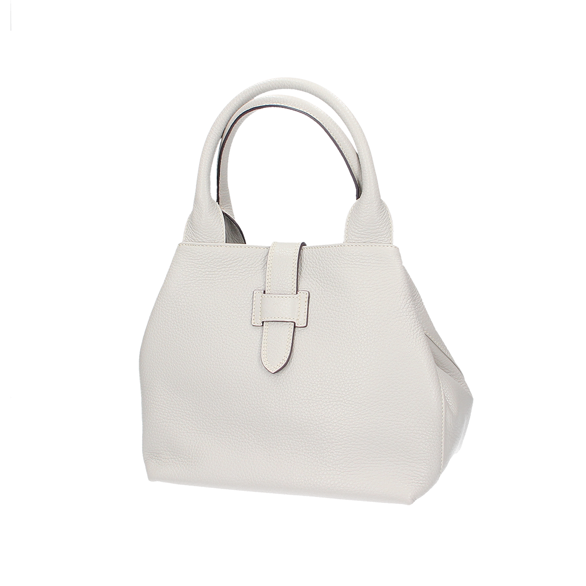Kurzgrifftasche mit Lasche in Perla|Beige aus Leder - leder-accessoires.com
