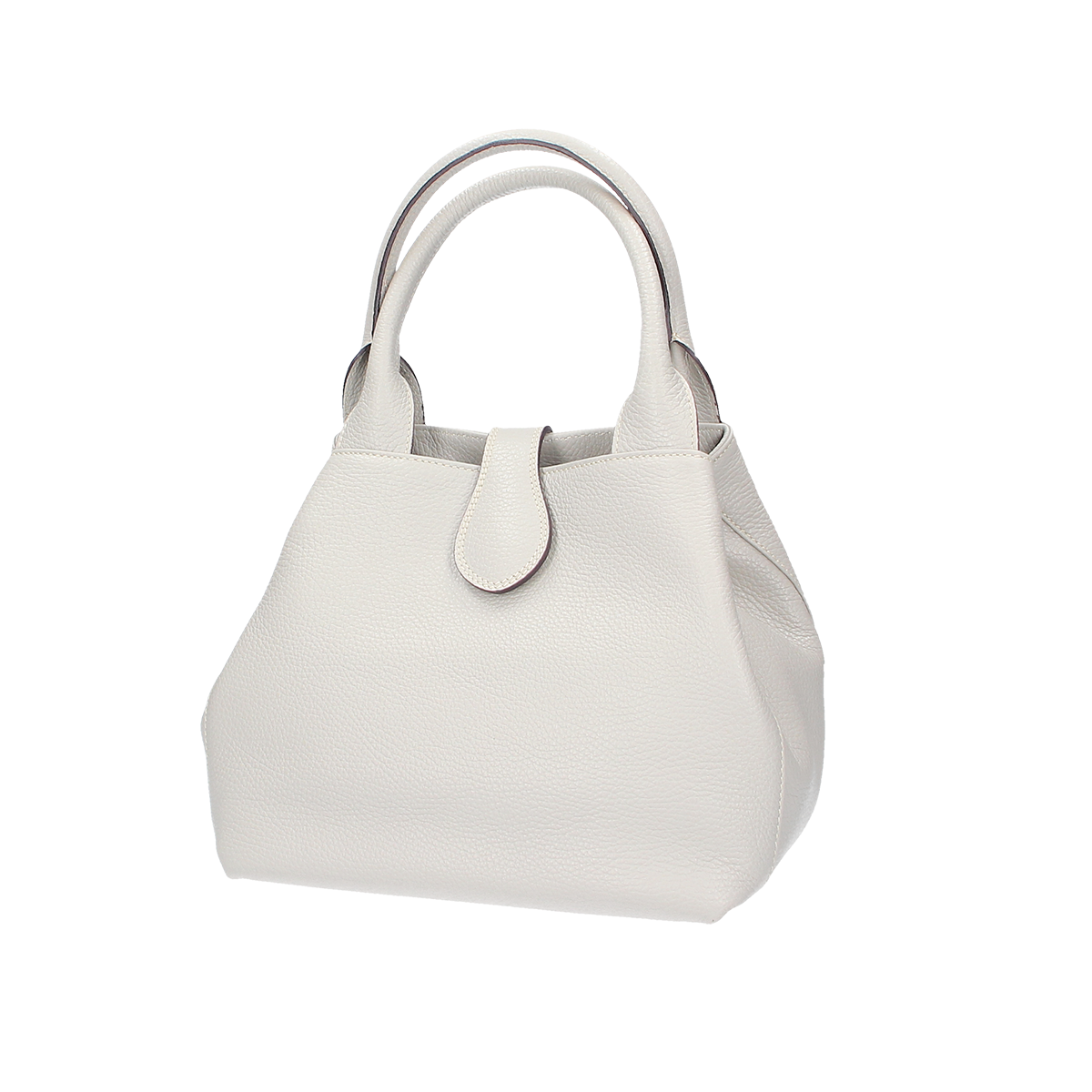 Kurzgrifftasche mit Lasche in Perla|Beige aus Leder - leder-accessoires.com