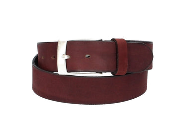 Ledergürtel Rot|Bordeaux 40mm mit Dornschließe in Silber - leder-accessoires.com
