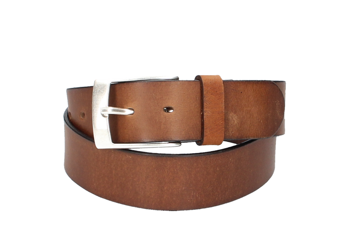 Ledergürtel Light Brown 40mm mit Dornschließe in Silber - leder-accessoires.com