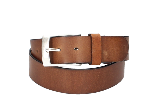Ledergürtel Light Brown 40mm mit Dornschließe in Silber - leder-accessoires.com