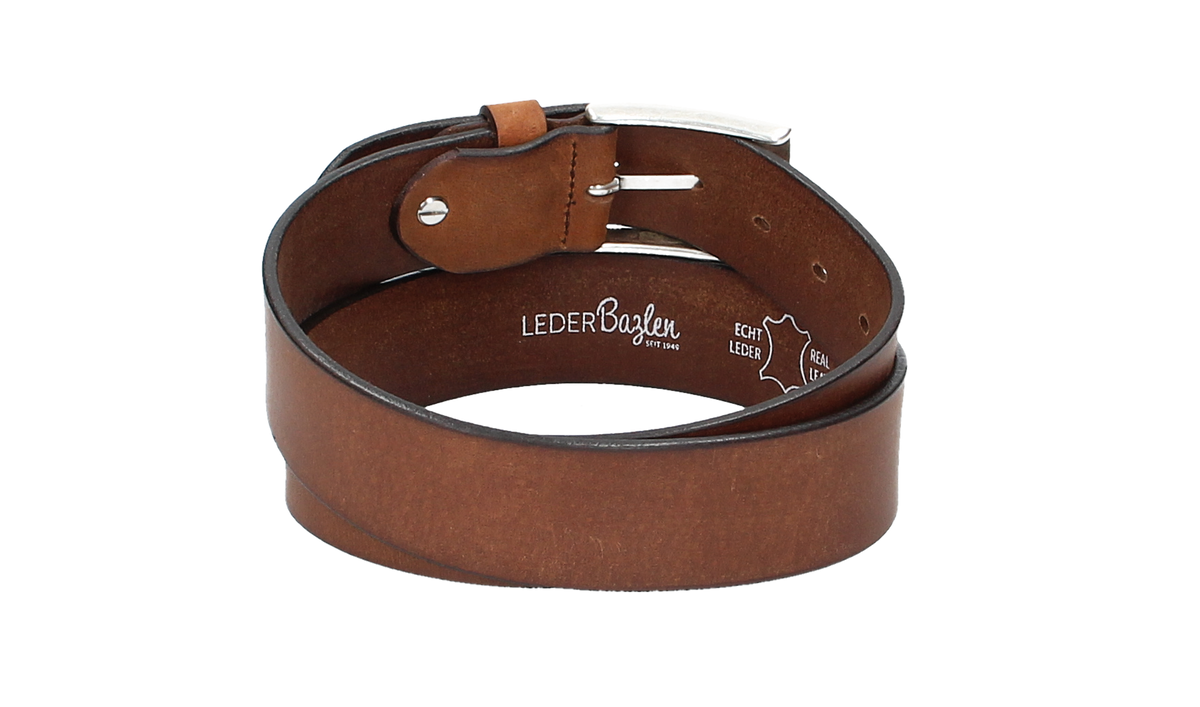 Ledergürtel Light Brown 40mm mit Dornschließe in Silber - leder-accessoires.com