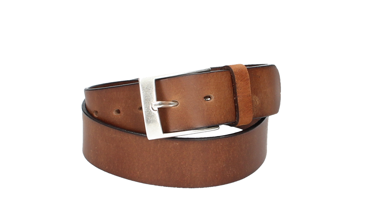Ledergürtel Light Brown 40mm mit Dornschließe in Silber - leder-accessoires.com