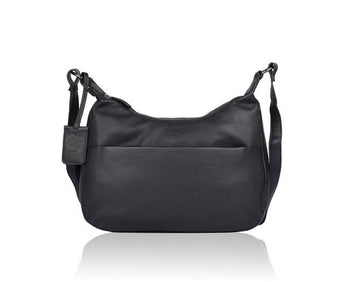 Umhängetasche|Bananenform aus Leder in Schwarz mit Reißverschluss - leder-accessoires.com