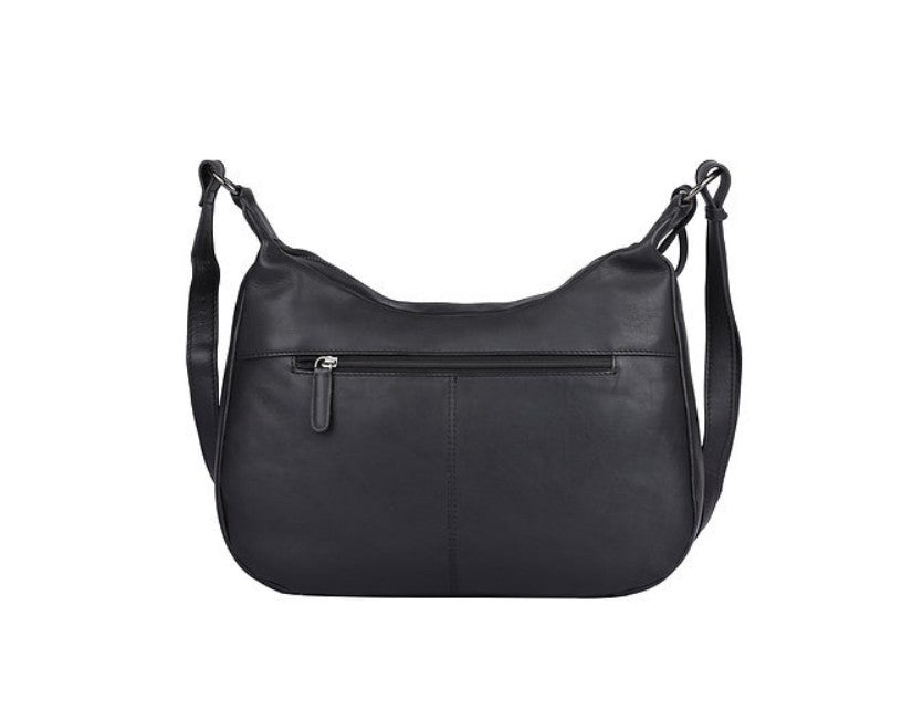 Umhängetasche|Bananenform aus Leder in Schwarz mit Reißverschluss - leder-accessoires.com