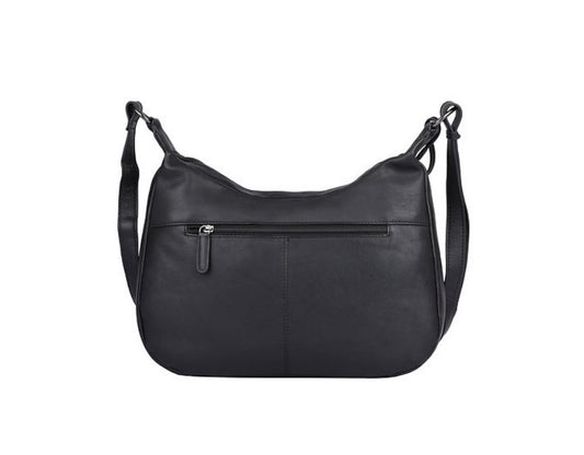 Umhängetasche|Bananenform aus Leder in Schwarz mit Reißverschluss - leder-accessoires.com