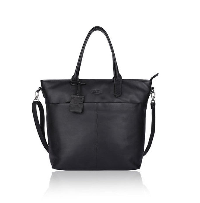Ledershopper in Schwarz mit Reißverschluss und Vortaschen - leder-accessoires.com