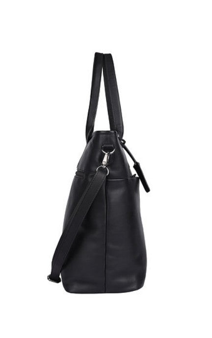 Ledershopper in Schwarz mit Reißverschluss und Vortaschen - leder-accessoires.com