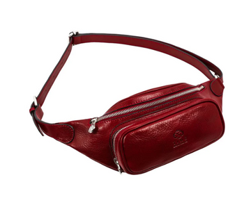 Gürteltasche|Bodybag aus Leder in Rot mit Reißverschluss und Vortasche - leder-accessoires.com