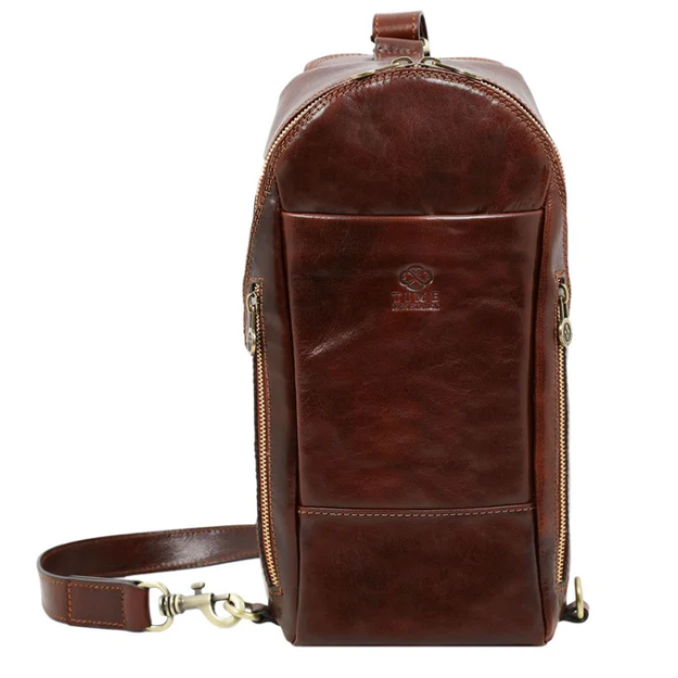 Gürteltasche|Bodybag aus Leder in Braun - leder-accessoires.com