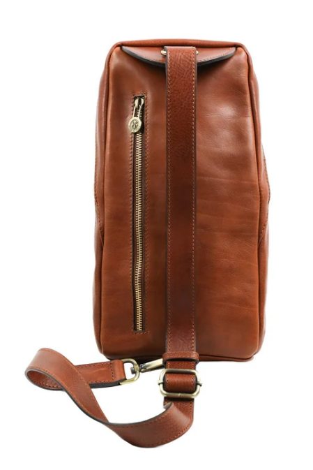 Gürteltasche|Bodybag aus Leder in Cognac - leder-accessoires.com