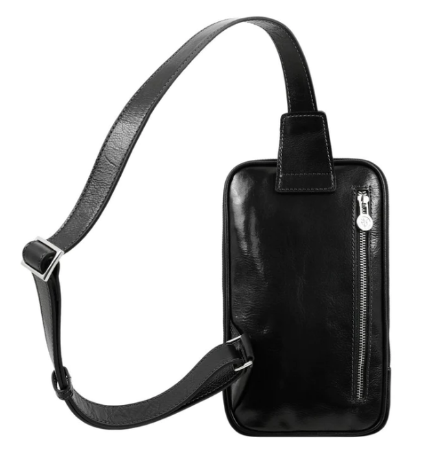 Gürteltasche|Bodybag klein aus Leder in Schwarz - leder-accessoires.com
