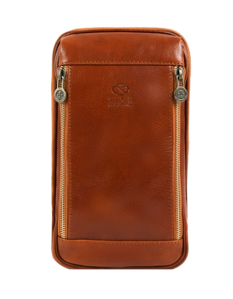 Gürteltasche|Bodybag klein aus Leder in Cognac - leder-accessoires.com