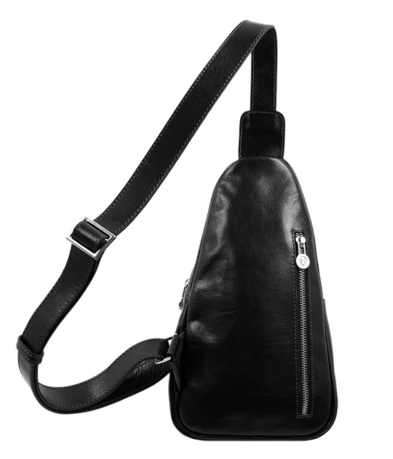 Gürteltasche|Bodybag aus Leder in Schwarz - leder-accessoires.com
