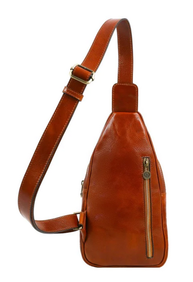 Gürteltasche|Bodybag aus Leder in Cognac - leder-accessoires.com