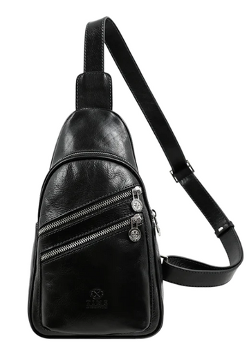 Gürteltasche|Bodybag aus Leder in Schwarz - leder-accessoires.com