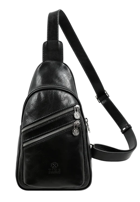Gürteltasche|Bodybag aus Leder in Schwarz - leder-accessoires.com