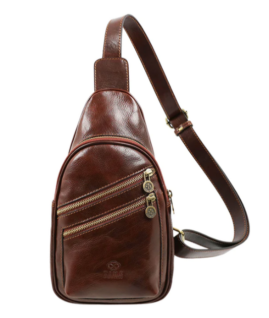 Gürteltasche|Bodybag aus Leder in Braun - leder-accessoires.com
