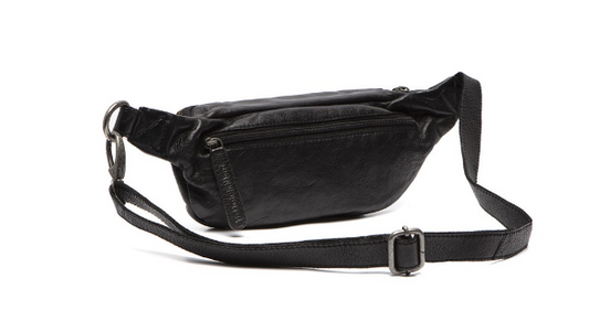 Gürteltasche|Bodybag in Schwarz aus Leder - leder-accessoires.com