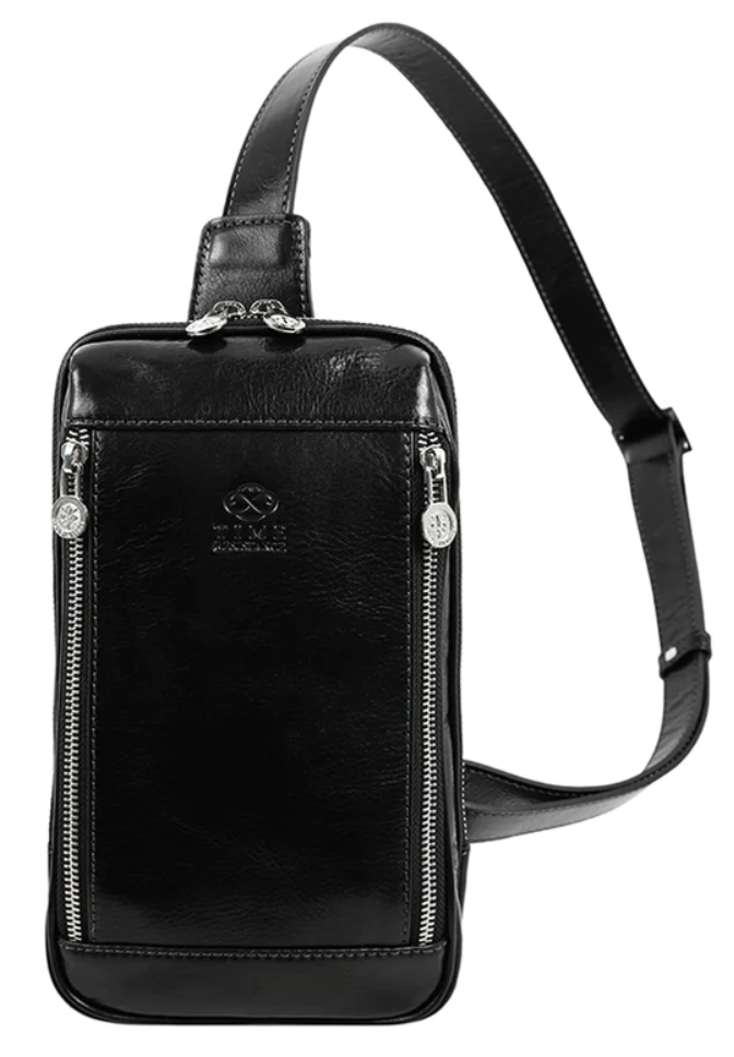 Gürteltasche|Bodybag klein aus Leder in Schwarz - leder-accessoires.com