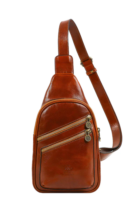 Gürteltasche|Bodybag aus Leder in Cognac - leder-accessoires.com