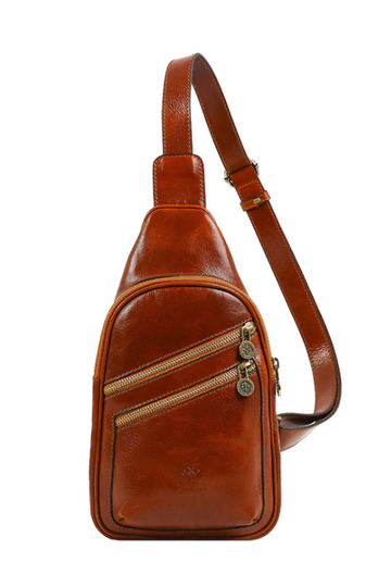 Gürteltasche|Bodybag aus Leder in Cognac - leder-accessoires.com