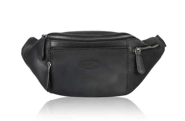 Gürteltasche|Bodybag in Schwarz aus Leder - leder-accessoires.com