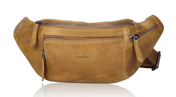 Gürteltasche|Bodybag in Cognac aus Leder - leder-accessoires.com