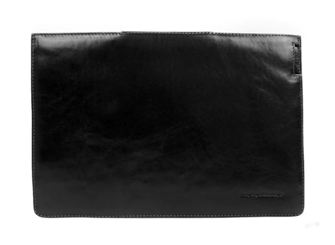 Laptophülle Schwarz 13 " aus glänzendem Leder - leder-accessoires.com
