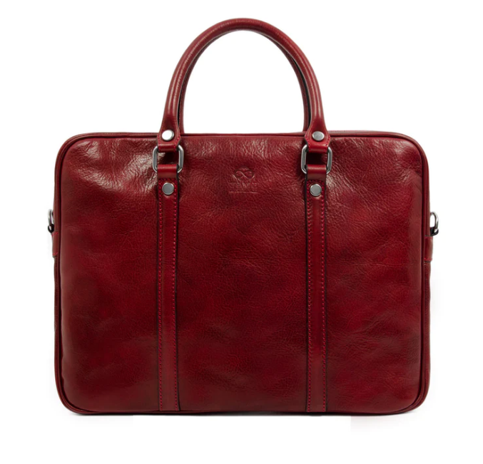 Laptoptasche Rot aus glänzendem Leder - leder-accessoires.com