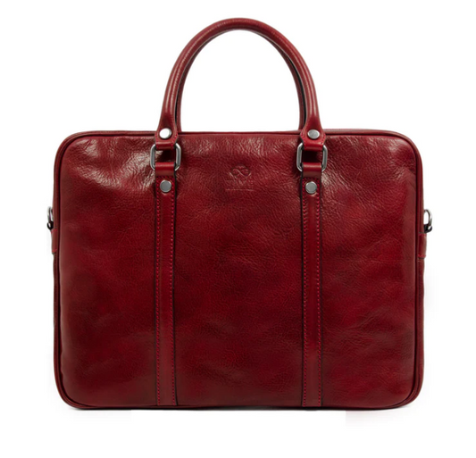Laptoptasche Rot aus glänzendem Leder - leder-accessoires.com