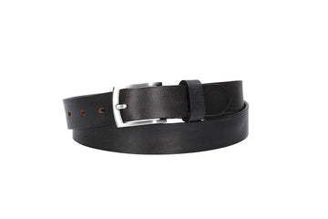 Ledergürtel 30mm in Schwarz mit Schließe in Silber - leder-accessoires.com