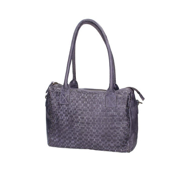 Schultertasche in Blau|Marine mit Flechtmuster aus Leder - leder-accessoires.com