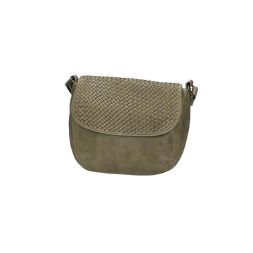 Umhängetasche mit Überschlag in Grün|Oliv und Flechtmuster - leder-accessoires.com