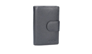 Damenbörse mit Riegel in Schwarz aus Leder - leder-accessoires.com